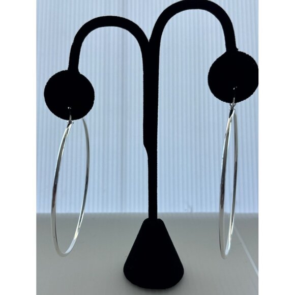 And Now This Silver-Plated 2.61-Inch Hoop Earrings - Picture 3 of 5